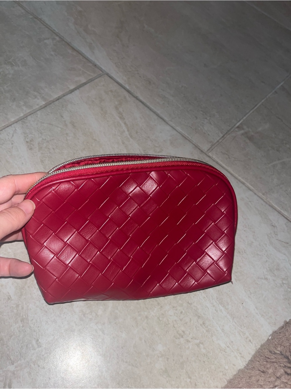 Lancome Red Woven Cosmetic Pouch